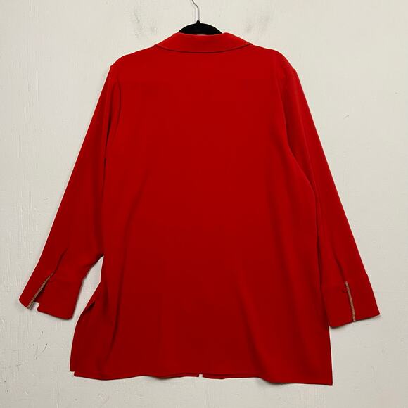 Chico’s Women's Red Long Sleeve Tunic Blouse Top Gold Chain Trim Size 16/18 NWT - Picture 5 of 14